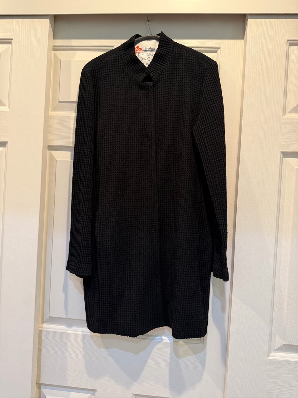 Eileen Fisher Black Textured Long Trench Coat